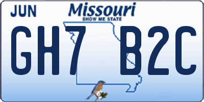 MO license plate GH7B2C