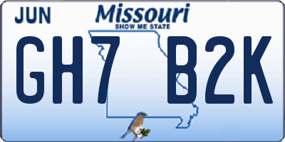MO license plate GH7B2K