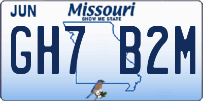 MO license plate GH7B2M