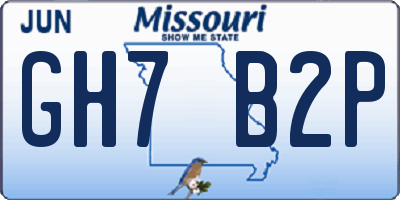 MO license plate GH7B2P