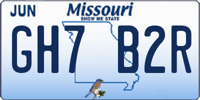 MO license plate GH7B2R