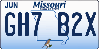 MO license plate GH7B2X
