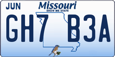 MO license plate GH7B3A