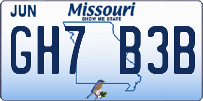 MO license plate GH7B3B