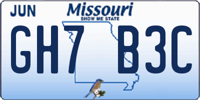 MO license plate GH7B3C
