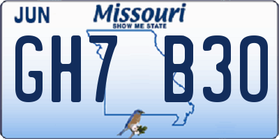 MO license plate GH7B3O