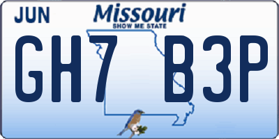 MO license plate GH7B3P