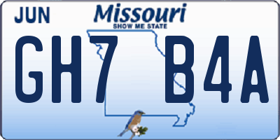 MO license plate GH7B4A
