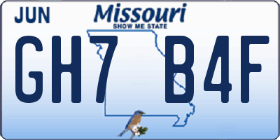 MO license plate GH7B4F