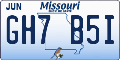 MO license plate GH7B5I