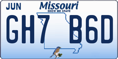 MO license plate GH7B6D