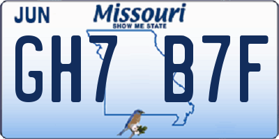 MO license plate GH7B7F