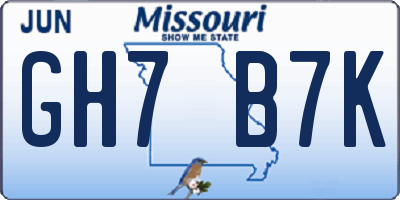 MO license plate GH7B7K