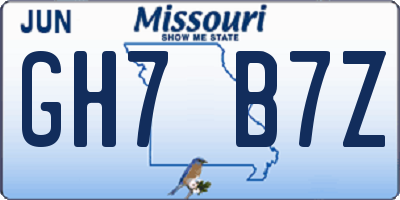 MO license plate GH7B7Z