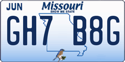 MO license plate GH7B8G
