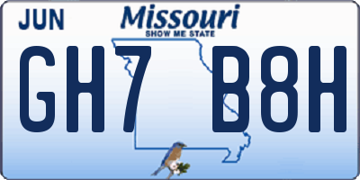 MO license plate GH7B8H