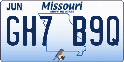 MO license plate GH7B9Q