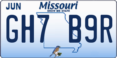 MO license plate GH7B9R