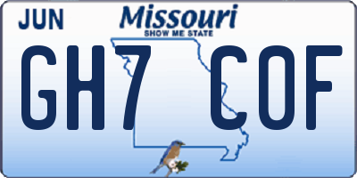 MO license plate GH7C0F