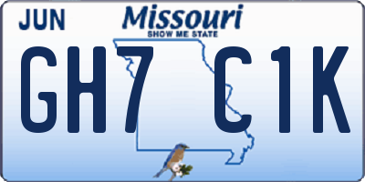 MO license plate GH7C1K