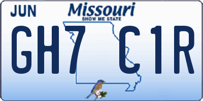MO license plate GH7C1R