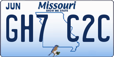 MO license plate GH7C2C