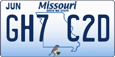 MO license plate GH7C2D