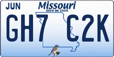 MO license plate GH7C2K