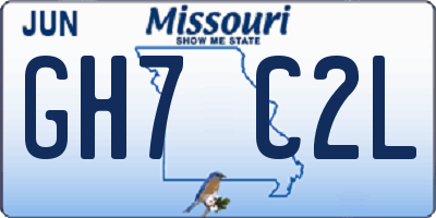 MO license plate GH7C2L