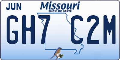 MO license plate GH7C2M