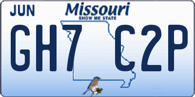 MO license plate GH7C2P