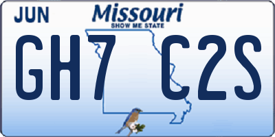 MO license plate GH7C2S