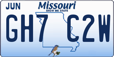 MO license plate GH7C2W