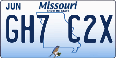 MO license plate GH7C2X