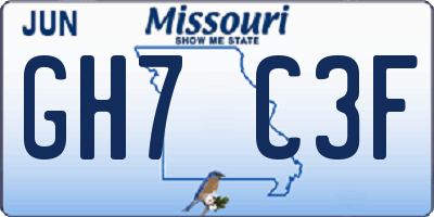 MO license plate GH7C3F