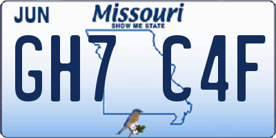 MO license plate GH7C4F
