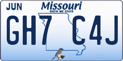 MO license plate GH7C4J