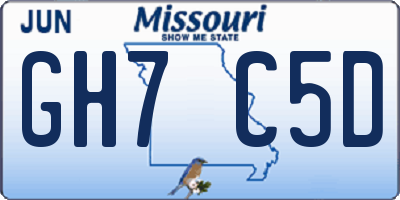 MO license plate GH7C5D