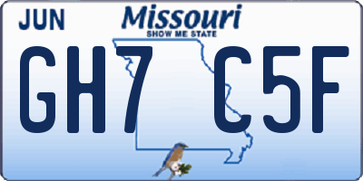 MO license plate GH7C5F