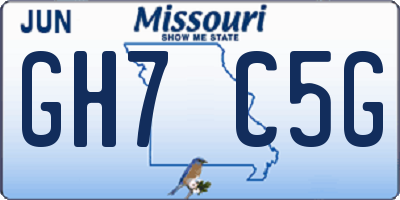 MO license plate GH7C5G