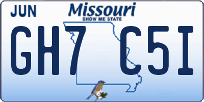 MO license plate GH7C5I