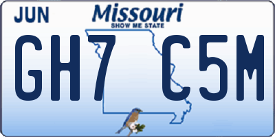 MO license plate GH7C5M