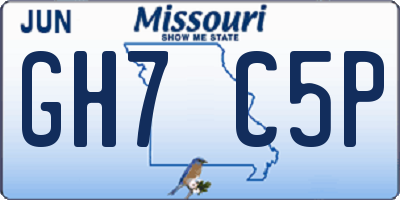 MO license plate GH7C5P