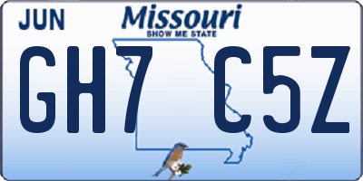 MO license plate GH7C5Z