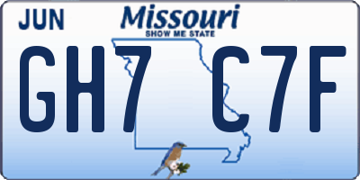 MO license plate GH7C7F