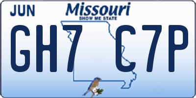 MO license plate GH7C7P
