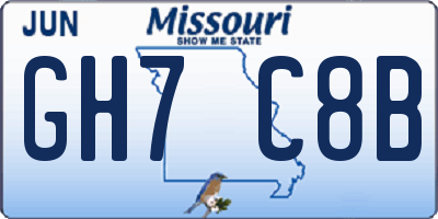 MO license plate GH7C8B