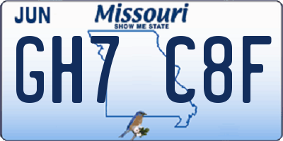 MO license plate GH7C8F