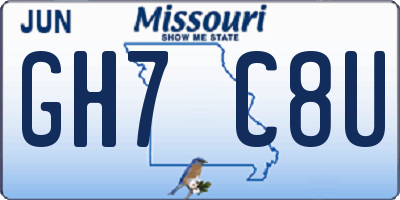 MO license plate GH7C8U