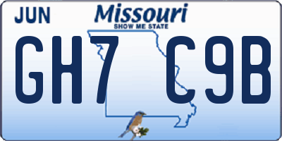 MO license plate GH7C9B